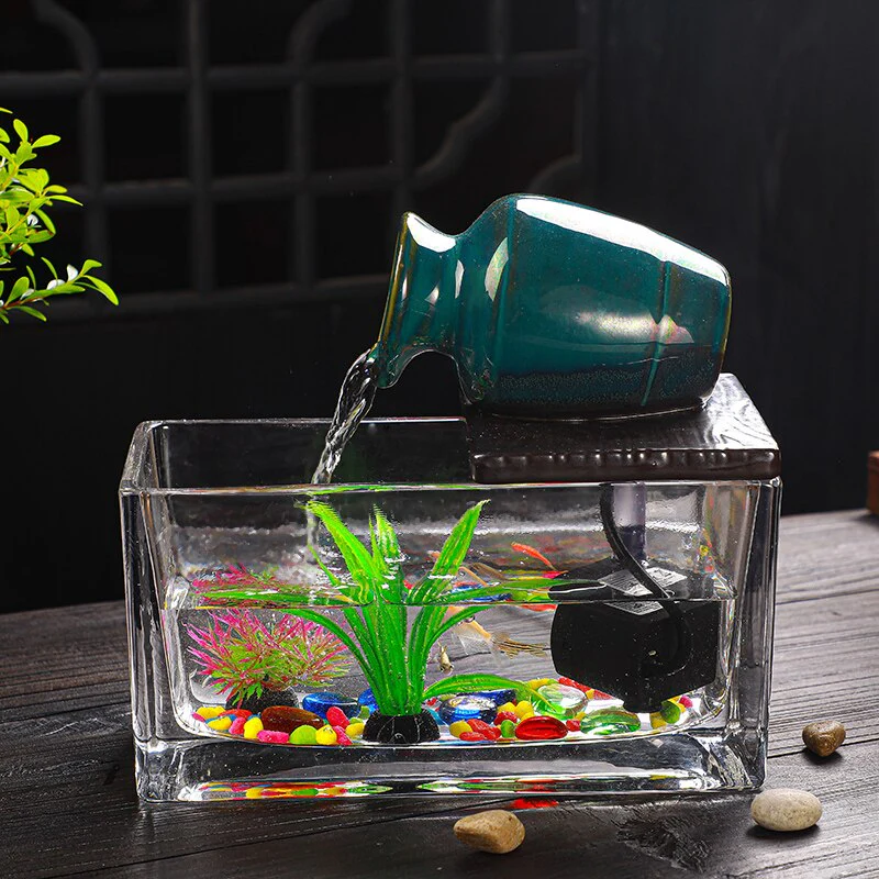 Creative Teapot Flowing Water Fish Tank - Image 11