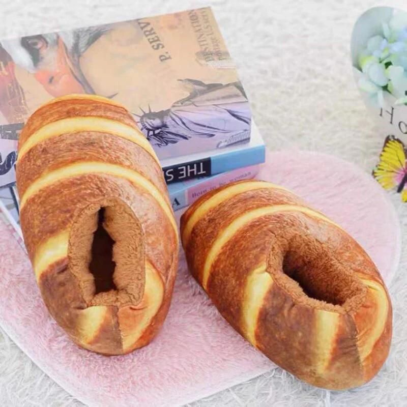 Creative Toast Bread Winter Slippers - Image 4