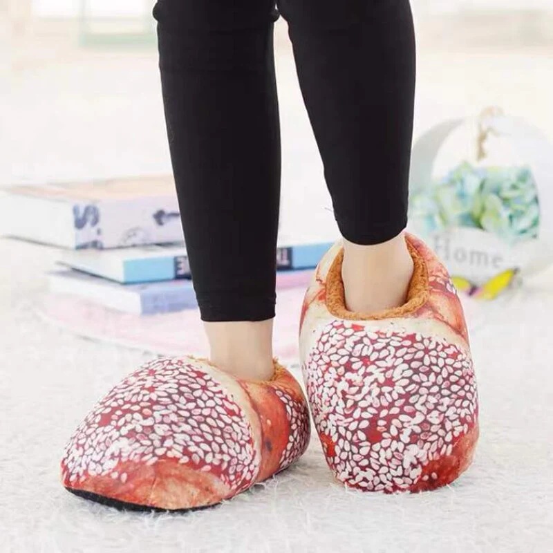 Creative Toast Bread Winter Slippers - Image 7