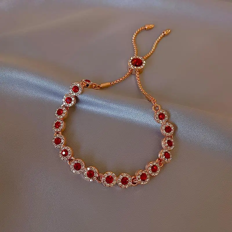 Crimson Charm Rose Gold Adjustable Bracelet - Image 4