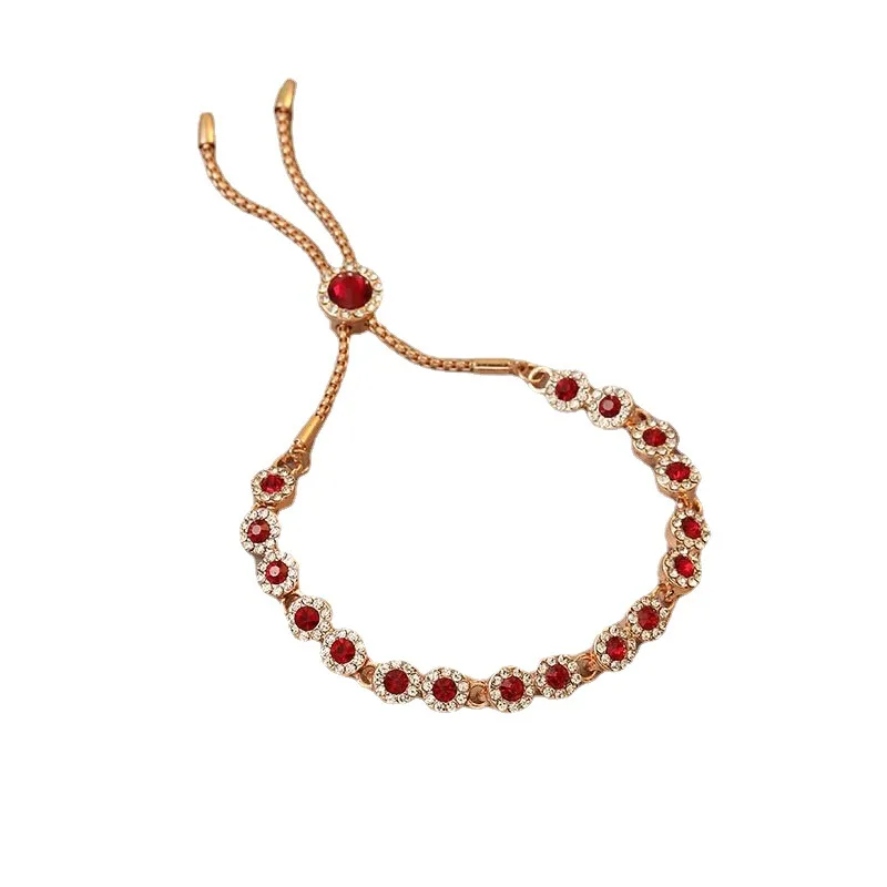 Crimson Charm Rose Gold Adjustable Bracelet - Image 6