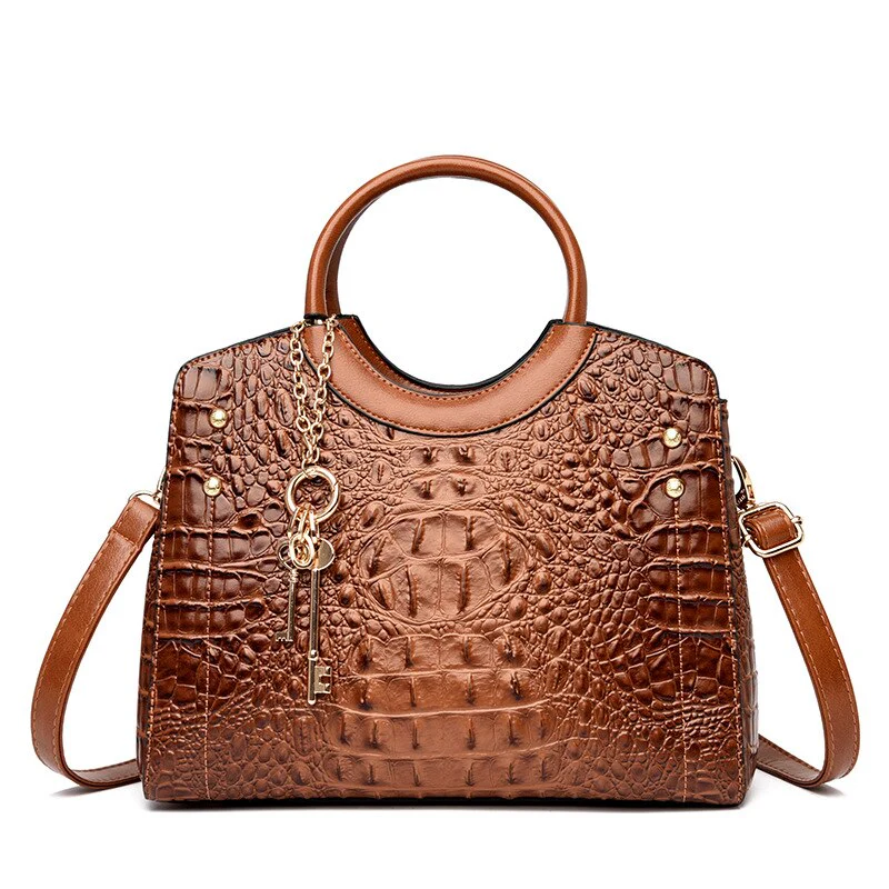 Crocodile Leather Vintage Shoulder Bag - Image 10