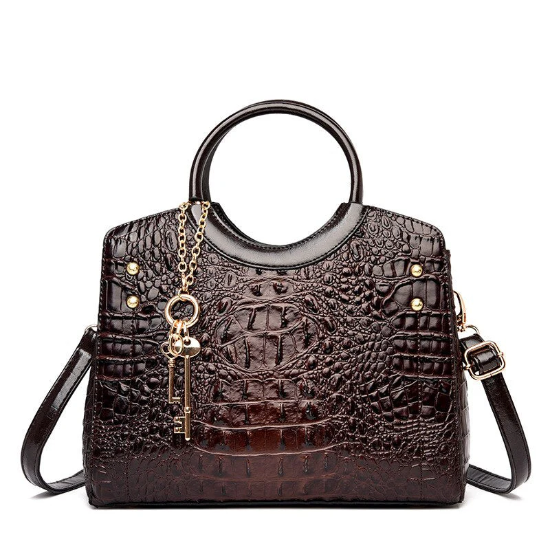 Crocodile Leather Vintage Shoulder Bag - Image 12