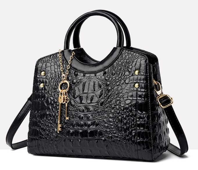 Crocodile Leather Vintage Shoulder Bag - Image 3