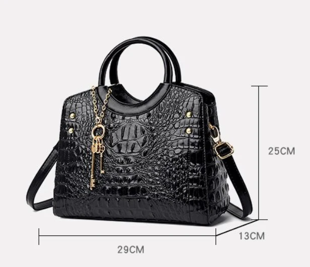 Crocodile Leather Vintage Shoulder Bag - Image 5