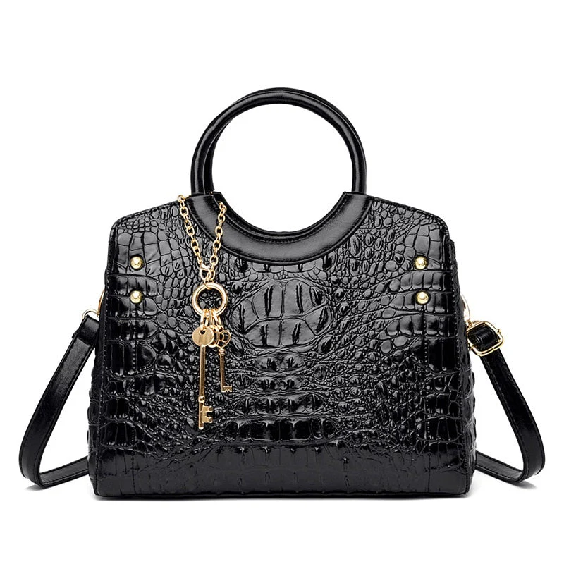 Crocodile Leather Vintage Shoulder Bag - Image 7