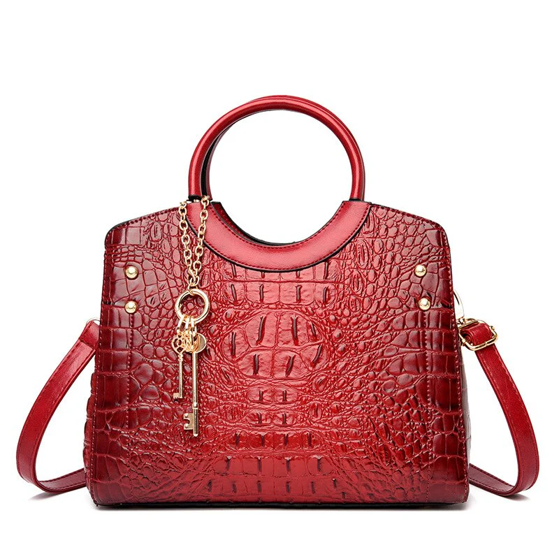 Crocodile Leather Vintage Shoulder Bag - Image 9