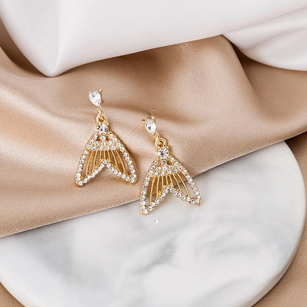 Crystal Fish Tail Earrings - Image 3