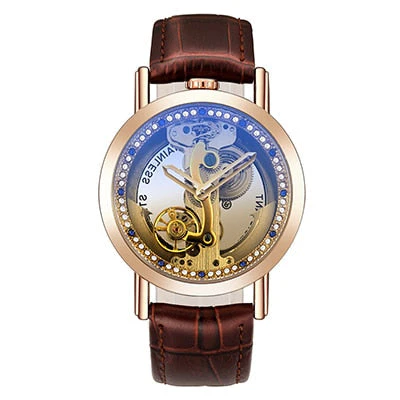 Crystal Mechanical Transparent Leather Watch - Image 11