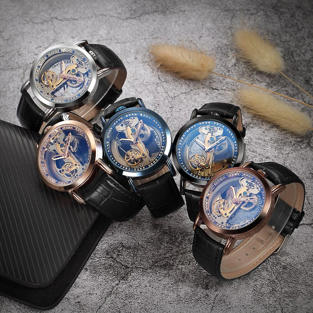 Crystal Mechanical Transparent Leather Watch - Image 4