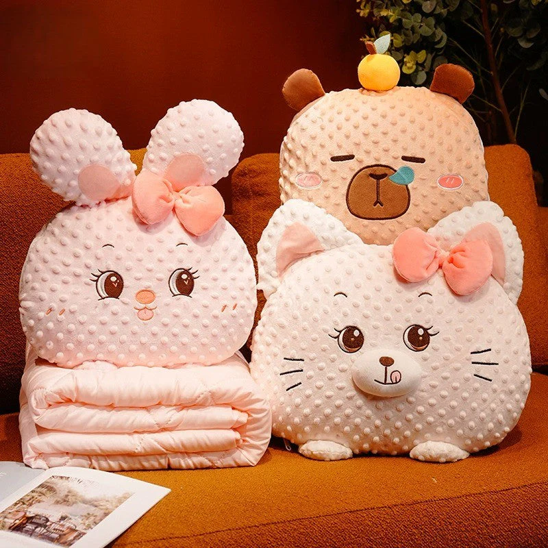 Cuddle Ready Cute Cartoon Pillow Blanket - Image 2