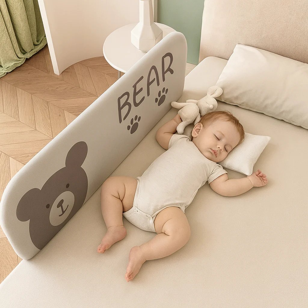 Cute Bear Anti-Fall Foldable Safety Bed Fence