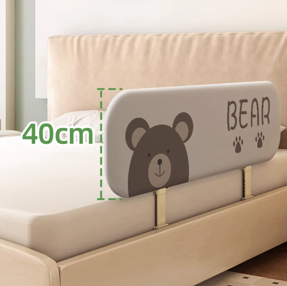 Cute Bear Anti-Fall Foldable Safety Bed Fence - Image 5
