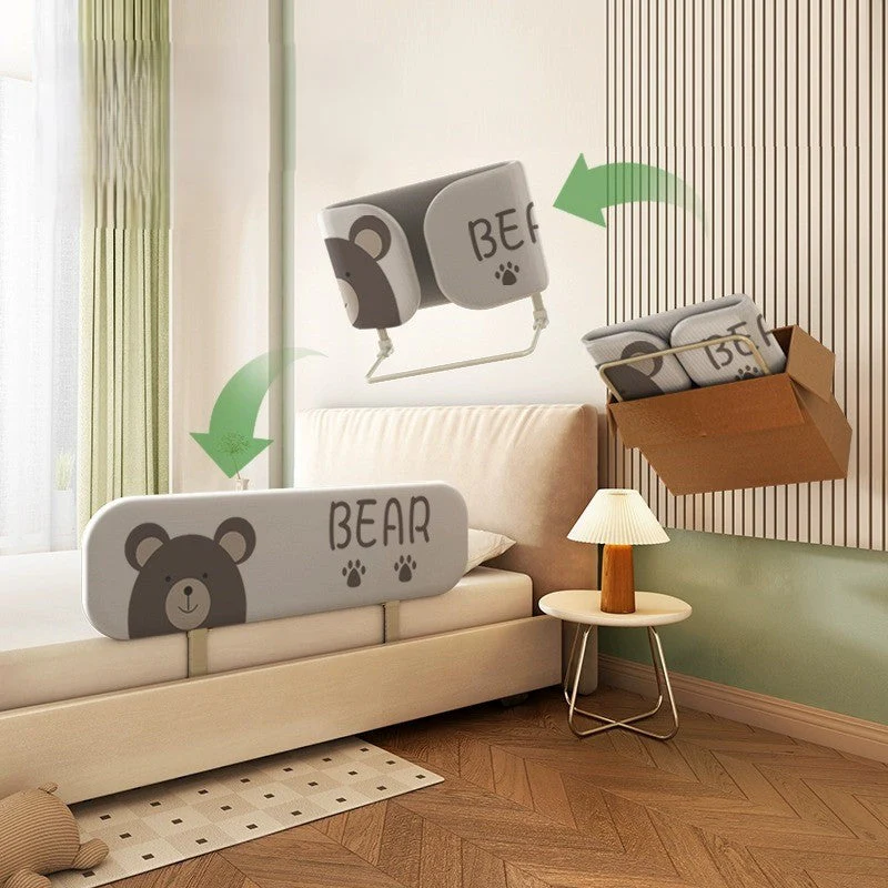 Cute Bear Anti-Fall Foldable Safety Bed Fence - Image 6