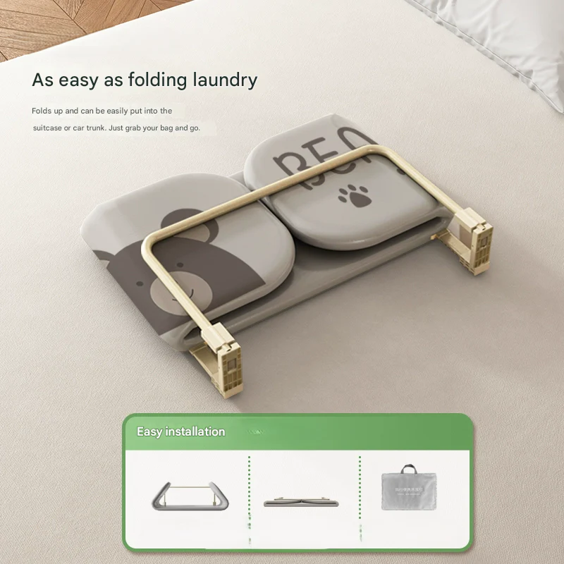Cute Bear Anti-Fall Foldable Safety Bed Fence - Image 7