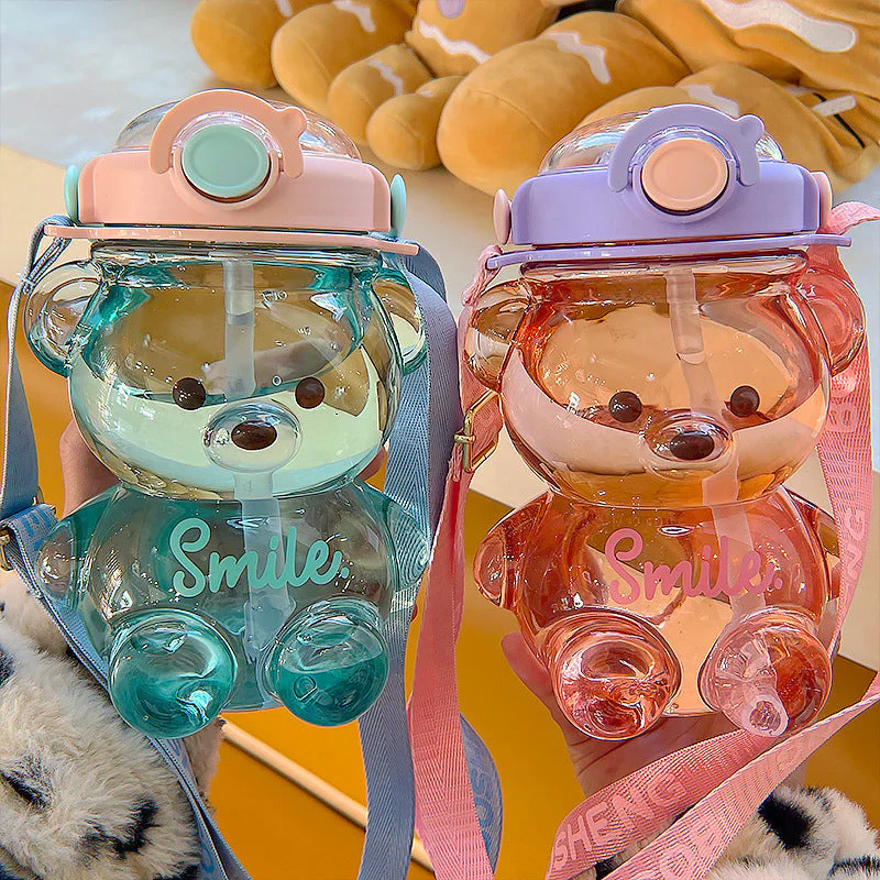 Cute Bear Built-in Straw Water Bottle - Image 13