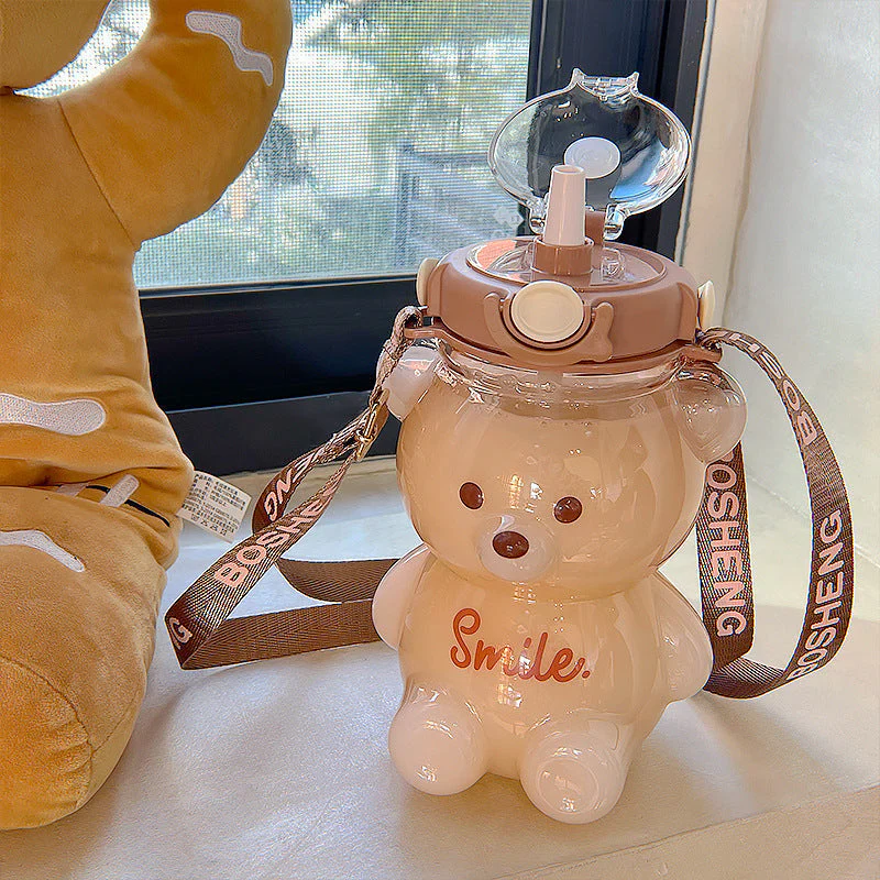 Cute Bear Built-in Straw Water Bottle - Image 14