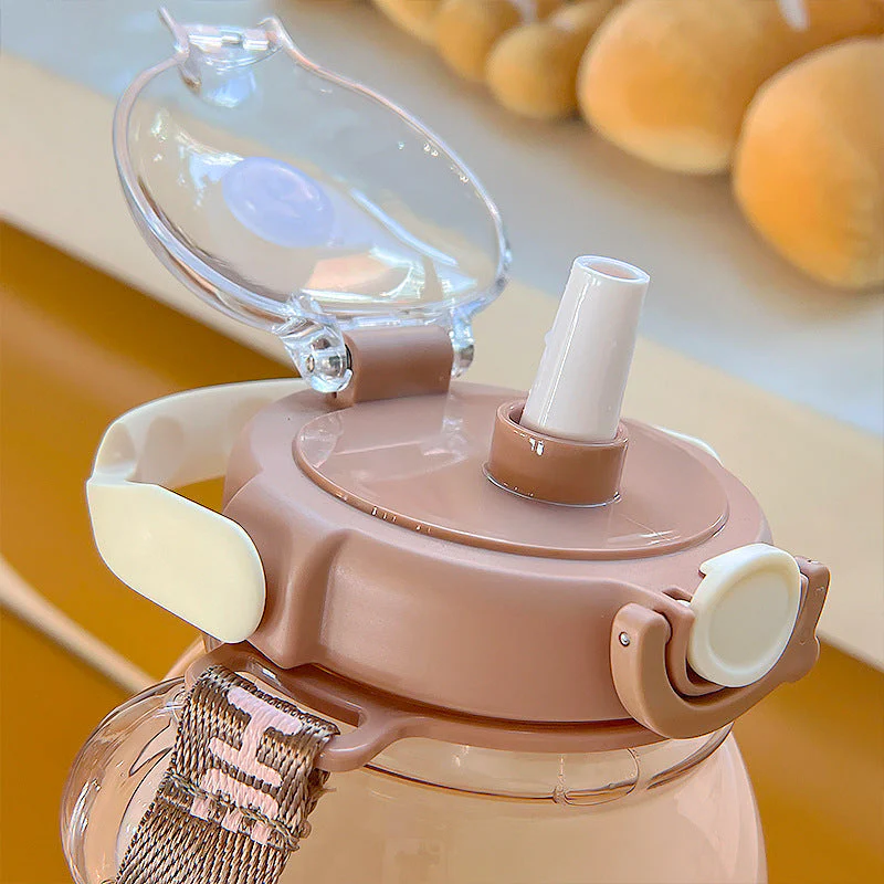 Cute Bear Built-in Straw Water Bottle - Image 3
