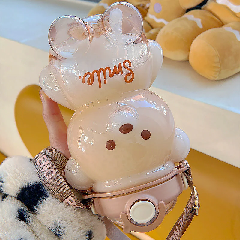 Cute Bear Built-in Straw Water Bottle - Image 4