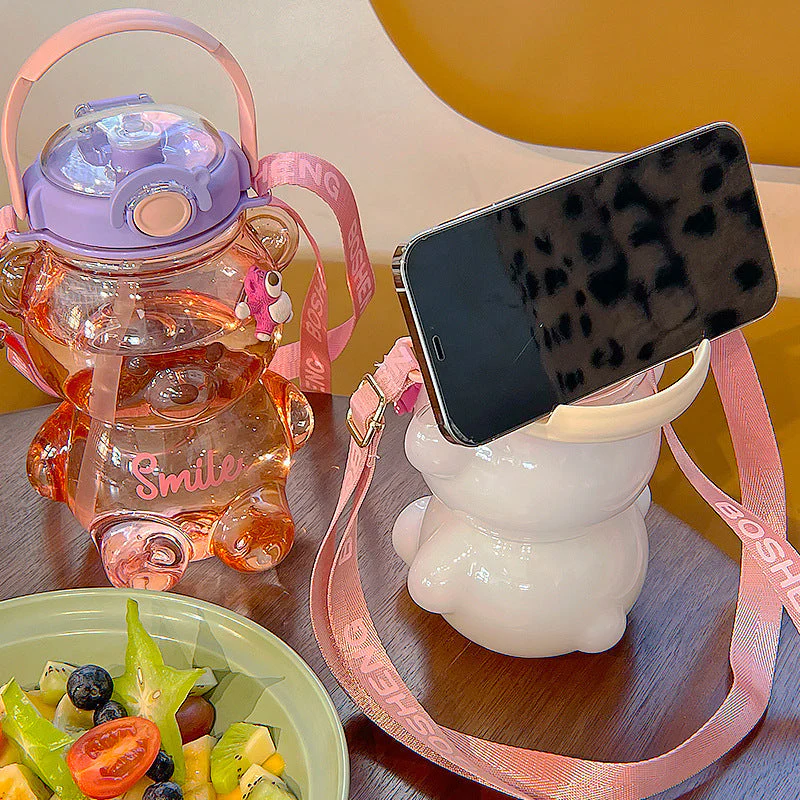Cute Bear Built-in Straw Water Bottle - Image 7