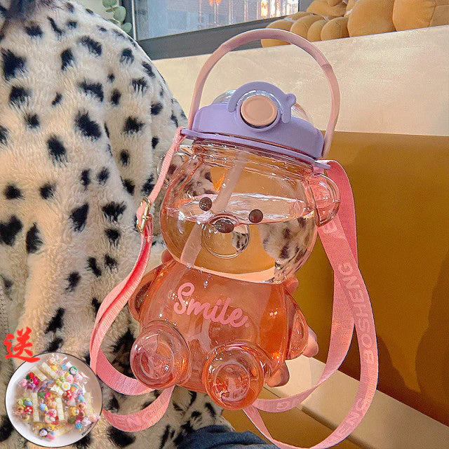 Cute Bear Built-in Straw Water Bottle - Image 8