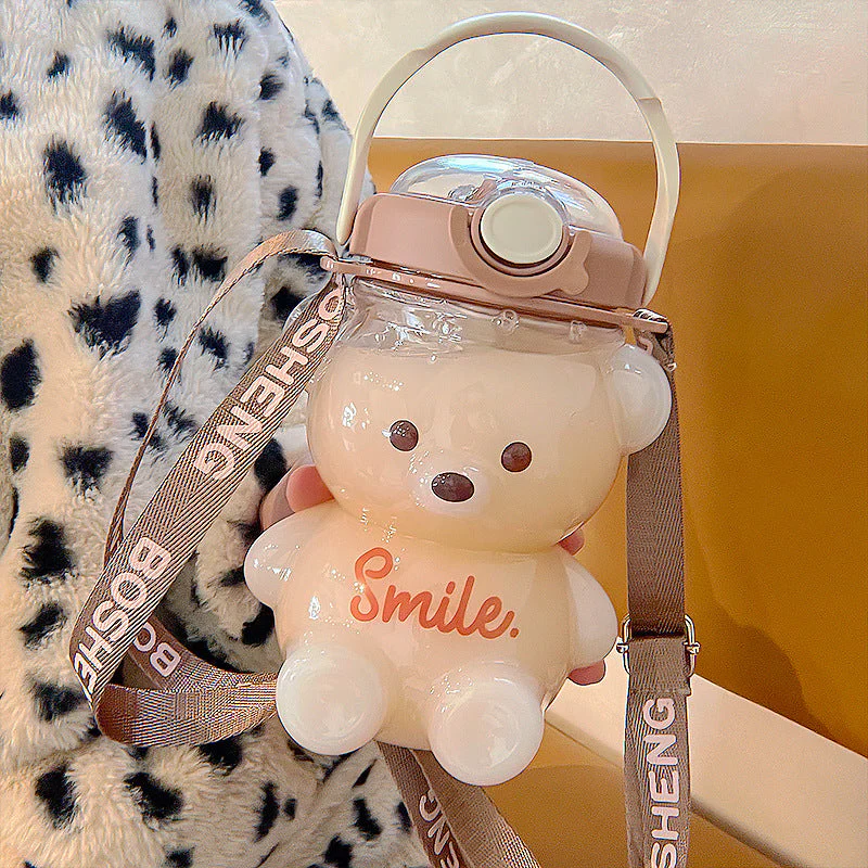 Cute Bear Built-in Straw Water Bottle - Image 9