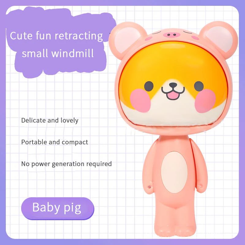 Cute Cartoon Hand Press Foldable Fan - Image 6