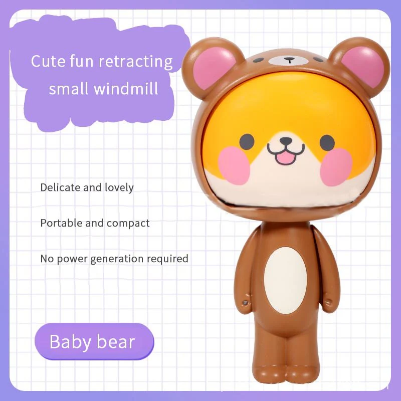 Cute Cartoon Hand Press Foldable Fan - Image 7