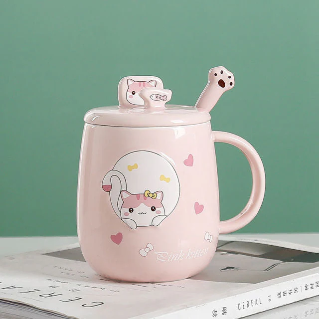 Cute Cartoon Kitty Mug Set - Image 4