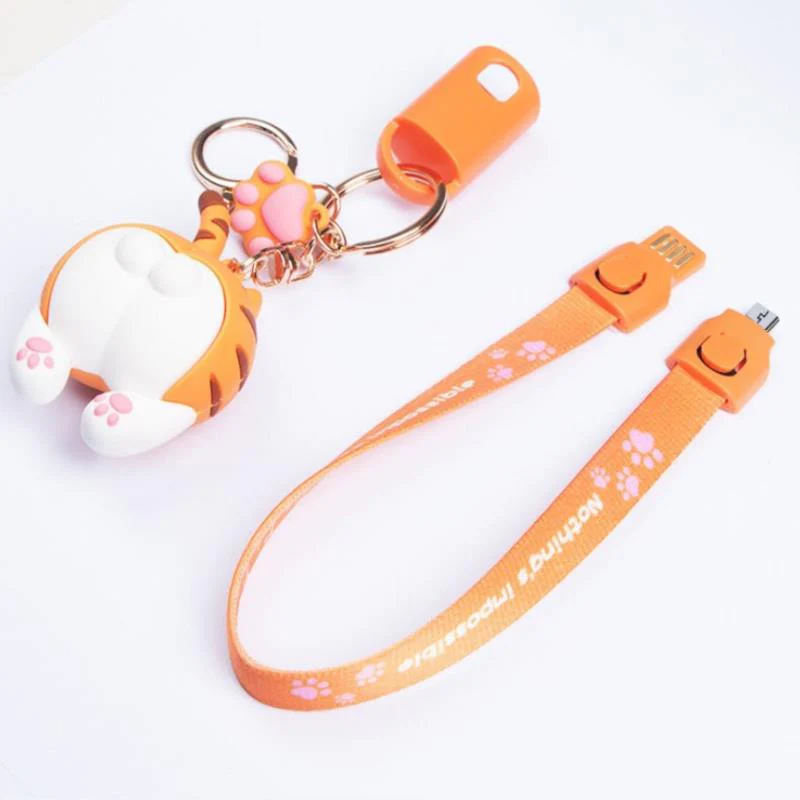 Cute Cat Universal Phone Charger Keychain