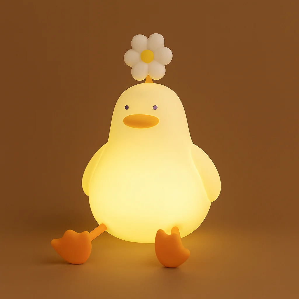 Cute Flower Duck Phone Holder Night Lamp