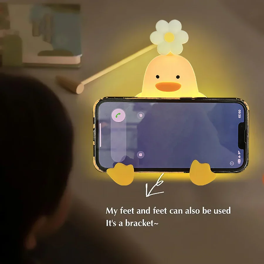 Cute Flower Duck Phone Holder Night Lamp - Image 3