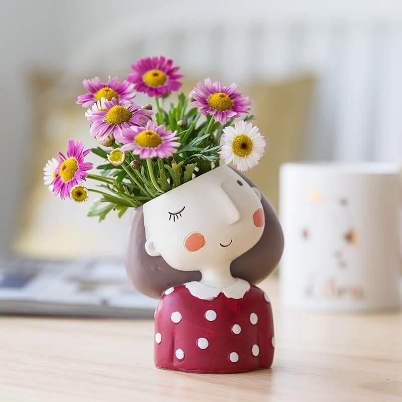 Cute Girl Flowerpot Home Decor Vase - Image 11
