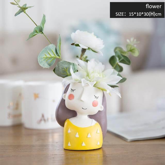 Cute Girl Flowerpot Home Decor Vase - Image 12