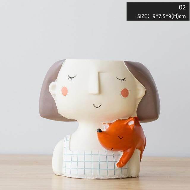 Cute Girl Flowerpot Home Decor Vase - Image 5