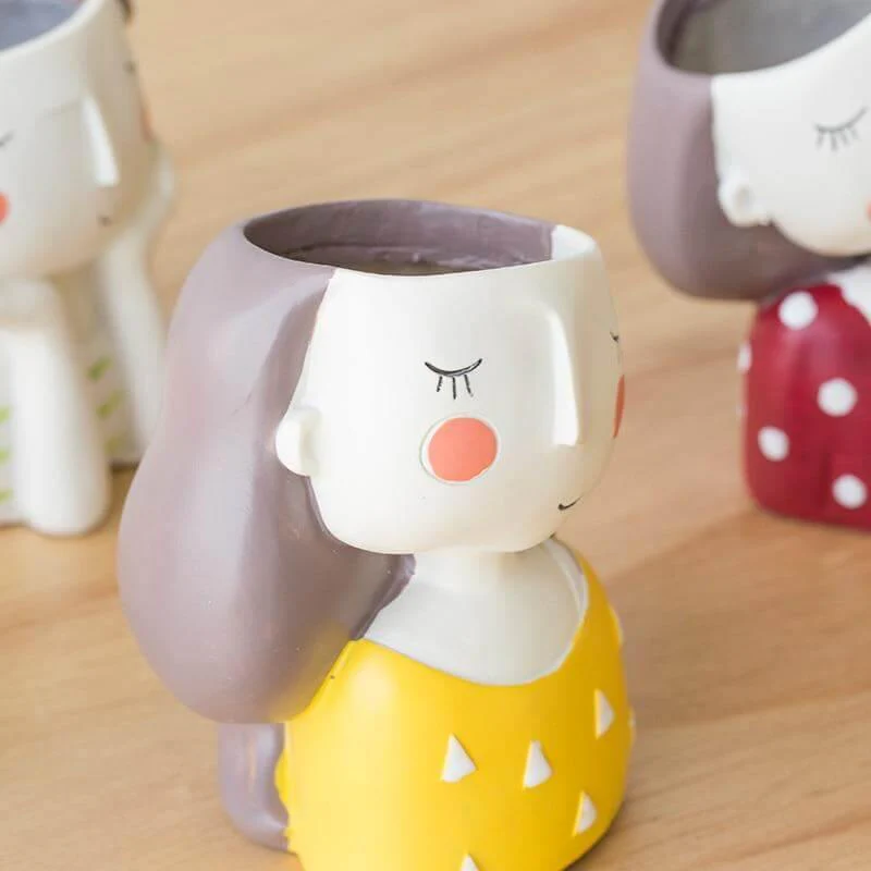 Cute Girl Flowerpot Home Decor Vase - Image 6