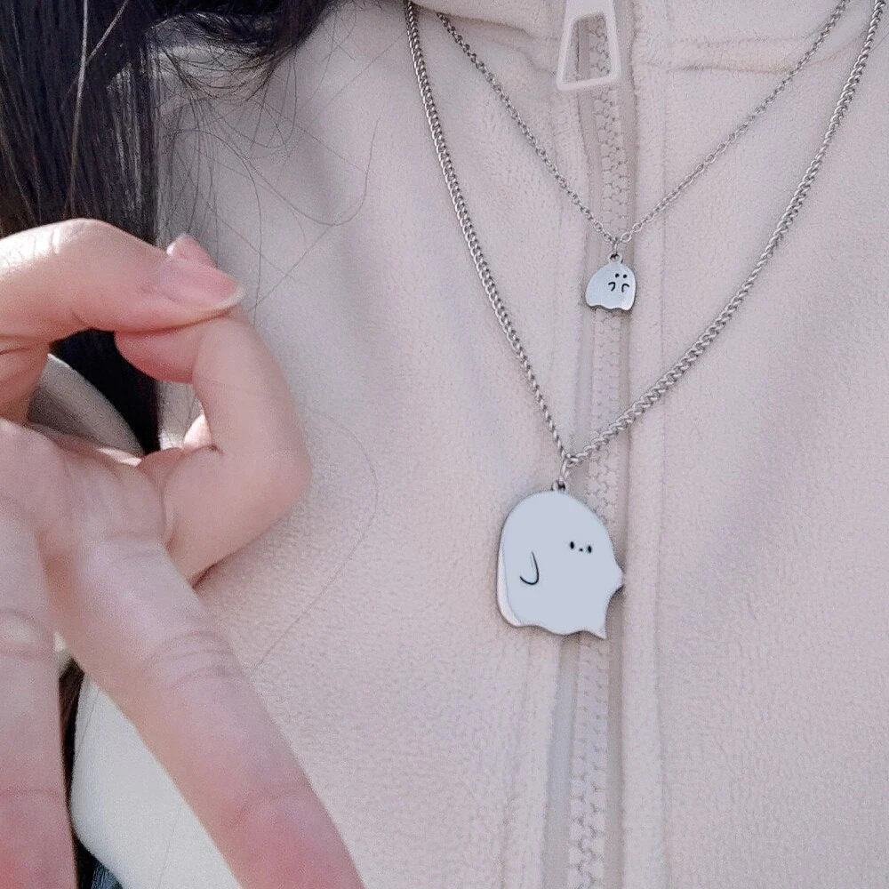 Cute Little Ghost Couple Necklace - Image 8