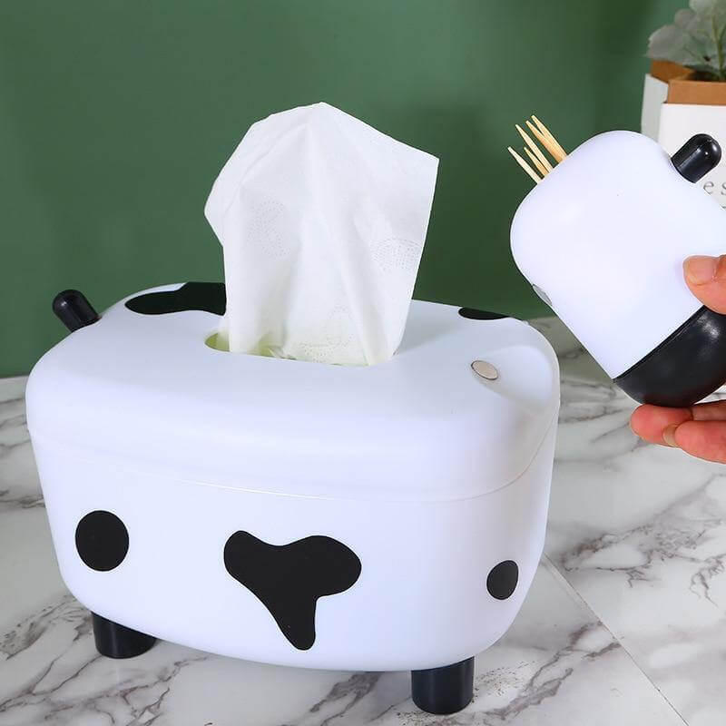 Cute Mini Cow Tissue Storage Toothpick Box - Image 3