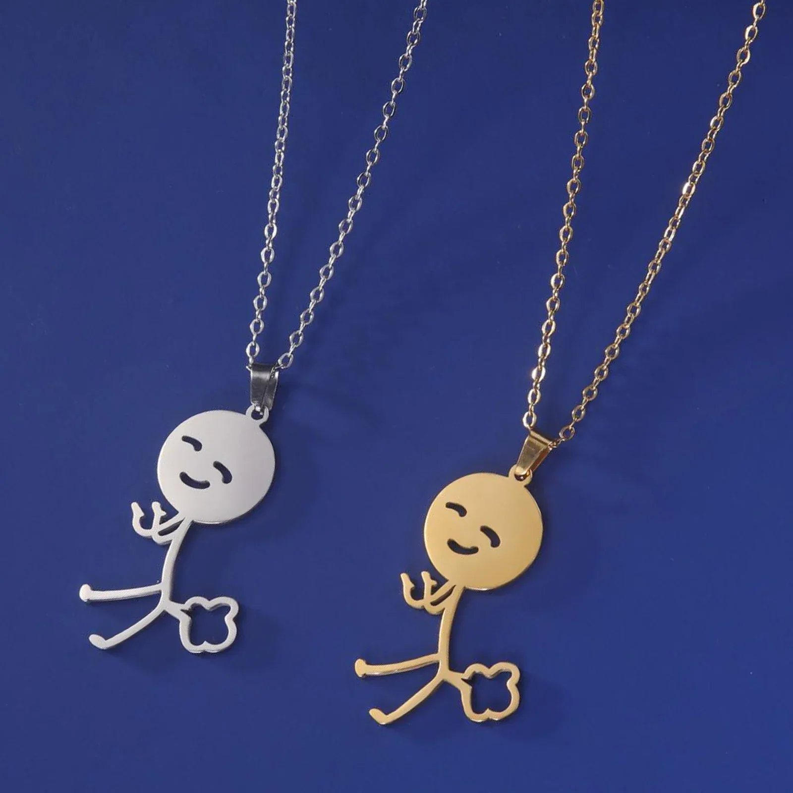 Cute Punk Funny Middle Finger Stickman Necklace - Image 12