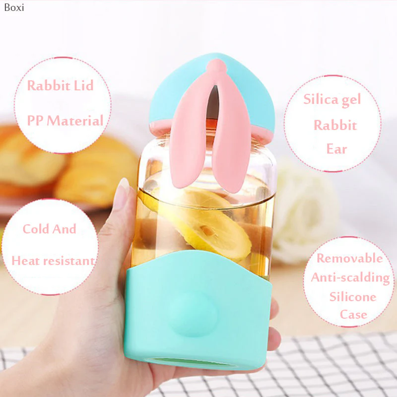 Cute Rabbit Glass Milk Cup for Kids - Image 2