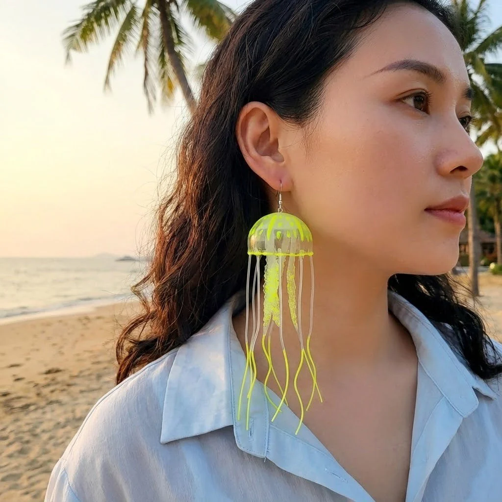 Dancing Jellyfish Long Tassel Earrings - Image 5