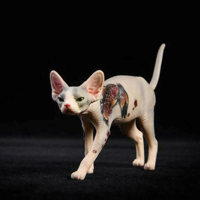 Decorative Tattooed Hairless Cat Figurine - Image 10