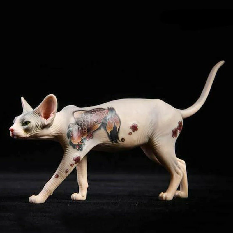 Decorative Tattooed Hairless Cat Figurine - Image 7