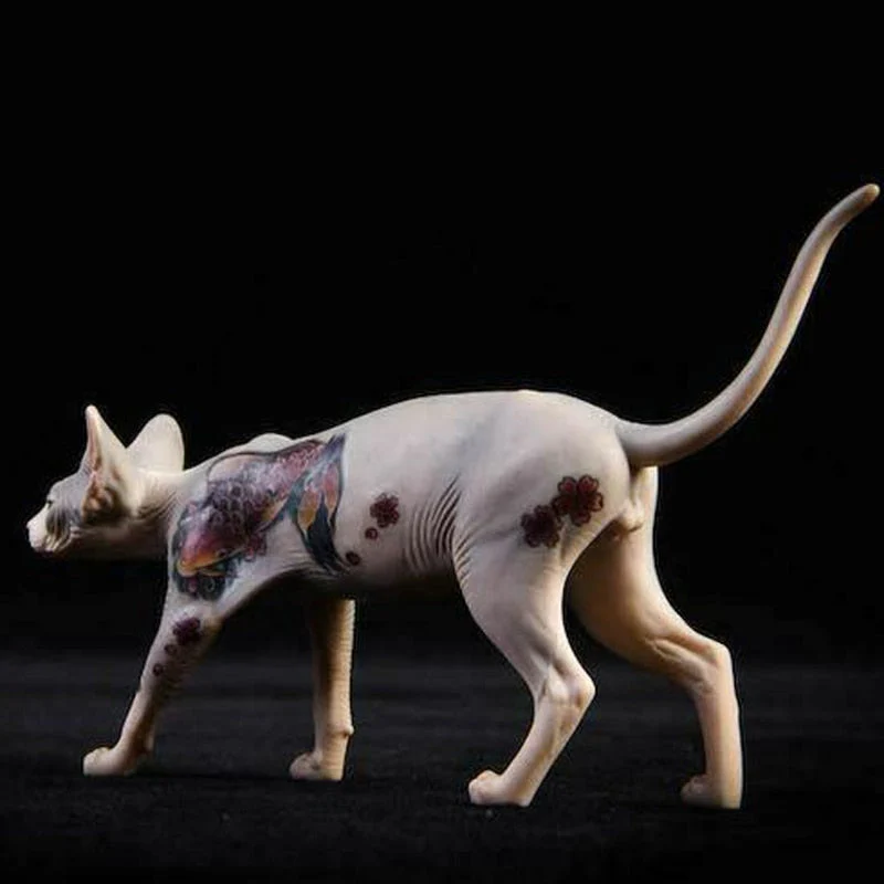 Decorative Tattooed Hairless Cat Figurine - Image 8