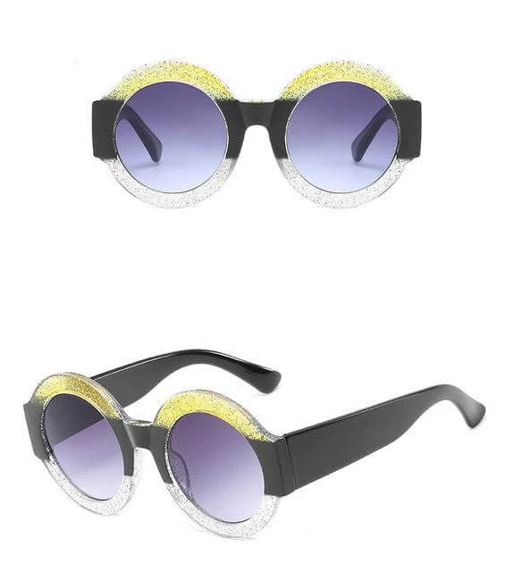Designer Red Green Black Circle Sun Glasses - Image 10
