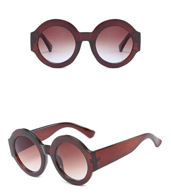 Designer Red Green Black Circle Sun Glasses - Image 5