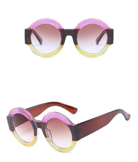 Designer Red Green Black Circle Sun Glasses - Image 6