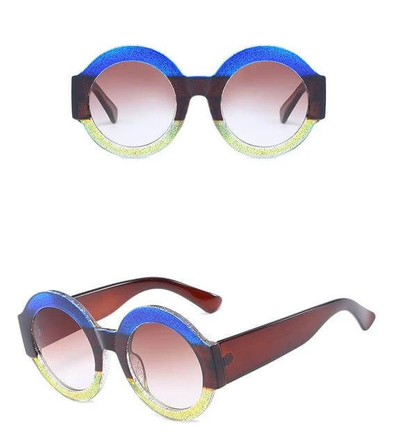 Designer Red Green Black Circle Sun Glasses - Image 9