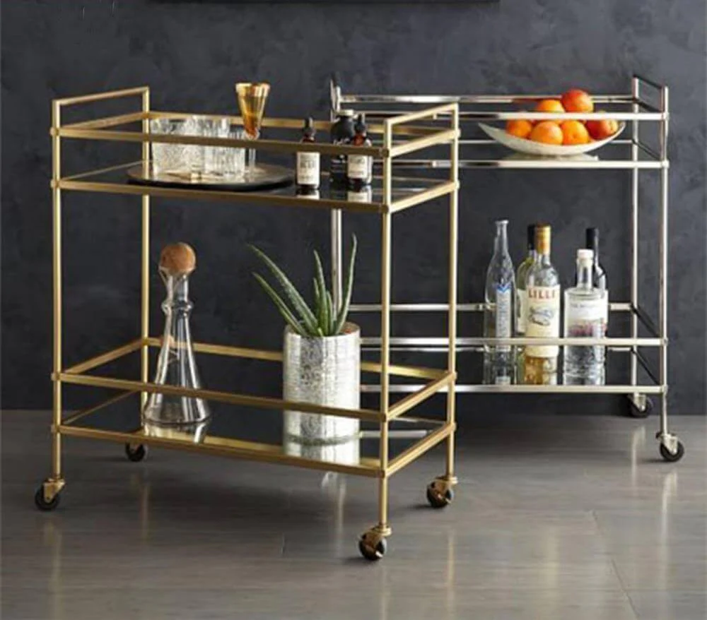 Designer Style Stainless Steel Gold Silver Dinner Side Table Organizer