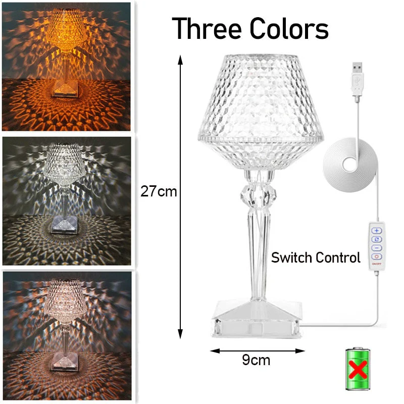 Diamond Glow Rechargeable Crystal Table Lamp - Image 7
